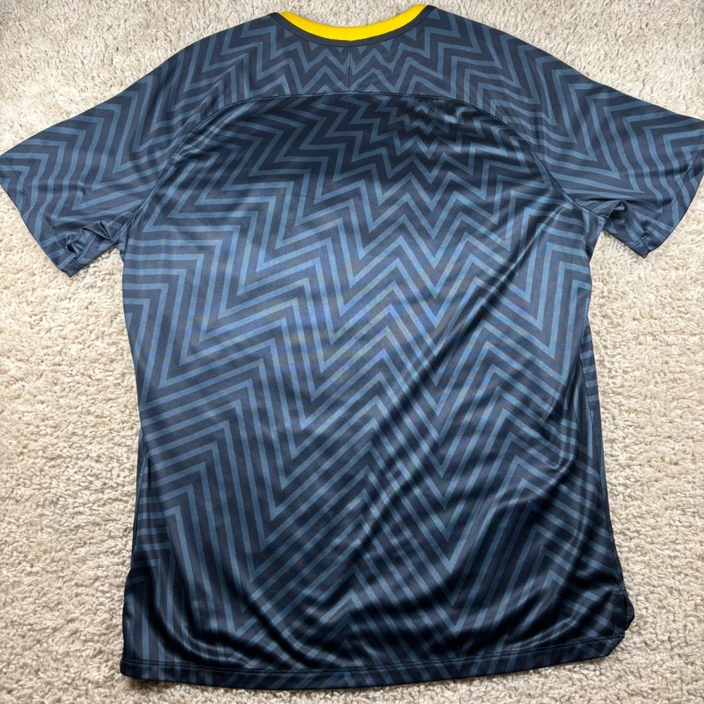Nike Brazil Soccer Jersey Mens XL Blue ZigZag CBF Dry Squad Training Shirt EUC